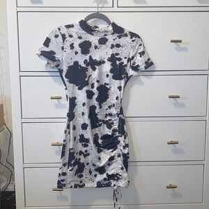 Cow print fitted dress